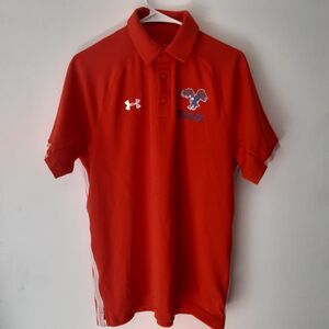 Under Armour Eagles Adult Mens M Orange Short Sleeve Polo Shirt Loose Heatgear